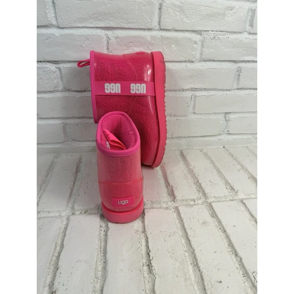 UGG Classic Clear Mini Boots Kids 6 Pink Waterproof Fleece Lined 1112386K
